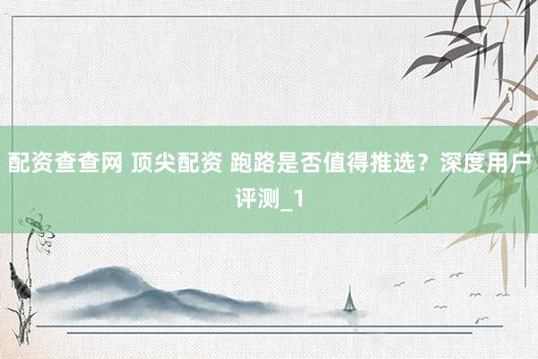 配资查查网 顶尖配资 跑路是否值得推选？深度用户评测_1